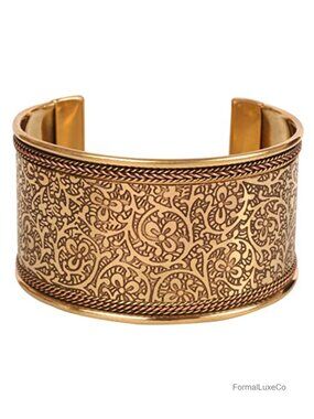 Handcrafted Copper Brass Cuff Bracelet Adjustable Unisex